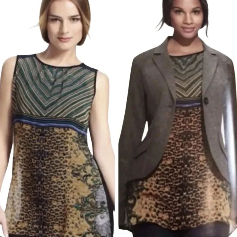 CAbi Buchanan Sleeveless Sheer Tunic Top Size Small